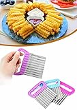Kartoffelknisterschneider, Karottengemüse Pommes Frittieren Kartoffel Käsehobel Edelstahl Crinkle Schneidwerkzeug 1 Stück