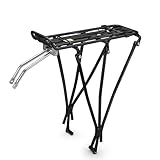 Flexzion Verstellbarer Fahrradträger, 50 kg Kapazität, Schwarz – Hinterradgepäckträger, Aluminium-Fahrradträger für 66-71 cm Räder mit Hardware im Lieferumfang enthalten
