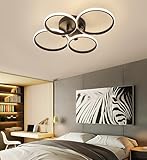 Lxysy Moderne dimmbare Deckenleuchte Schwarze LED Deckenleuchte Ring Deckenleuchte Wohnzimmerleuchte deckenlampe schlafzimmer mit Fernbedienung Einbau Deckenleuchte (58cm)