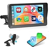 Podofo Bluetooth Wireless CarPlay Android Auto Autoradio, 7 Zoll tragbares Car Stereo Wireless Car Play Display mit GPS Navigation/Mirror Link/AirPlay/Android Cast/FM/AUX/IPS HD Touchscreen