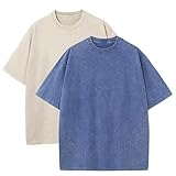 Vintage gewaschenes T-Shirt für Herren – einfarbiges Rundhals-Shirt, lässiges Baumwoll-T-Shirt, Oversize-Kurzarm-Shirt, Top, Unisex, modisches T-Shirt, bequem, atmungsaktiv, Arbeitskleidung, Laufen