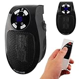 Socket Fan Heater, Darryy 500W Socket Mini Heater, Socket Mini Electric Air Heater, Mini Socket Heater, Sicherheit und Energieeinsparung, Intelligente Temperaturregelung, PTC-Keramik-Heizung（Schwarz）