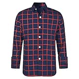 Kariertes Hemd Herren Langarm Trachtenhemd Freizeithemd Leicht Button Down Casual Bluse Elegant Hemd Casual Businesshemd Männer Freizeit Langarmhemd Oberteile