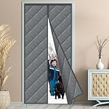 MYCARBON Wärmeschutzvorhang Tür, 90x200cm Magnet Thermo Türvorhang Kälteschutz, Wasserdicht, Winddicht, Thermovorhang Automatisches Schließen für Balkontür Terrassentür Dunkelgrau