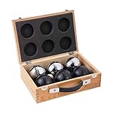 Engelhart - 010208 - Set Luxusbälle In Einer Holzkiste - Boules-Set, 6-Teilig, Schwarz/Silber - 720 GR