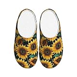 ERTTNT Unisex-Hausschuhe mit Sonnenblumen-Druck, Anti-Pilling, waschbar, gemütlich, stilvoll, Schwarz, 5