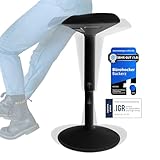 Ergonomischer Hocker - Bürohocker Testsieger mit 55-80 cm Stehhocker Höhenverstellbar mit Schwingeffekt - Büro Stehstuhl - Rutschfester Sitzhocker Ergonomisch - Wackelhocker Büro - Mattschwarz