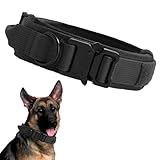 Voarge Taktisches Hundehalsband,Hundehalsband Verstellbar mit Kontrollgriff, Gepolstertes Nylon Hunde Halsband,Metallschnalle, für Mittlere Große Hunde Jagd Training Outdoor (Schwarz, XL)