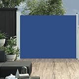 Furniture Home Tools Ausziehbare Seitenmarkise für Terrasse, 140 x 500 cm, Blau