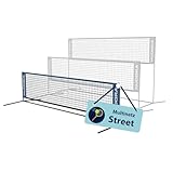 HUDORA Multinetz Street - Multifunktionales Netz für Tennis & Badminton - Höhenverstellbares Outdoor-Netz für den Hof & Park - Stabiles & wetterbeständiges Federball-Netz