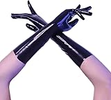 GREEFEI Schwarze Latex kurze Handschuhe,Naturkautschuk Handschuhe Unisex Handarbeit,Maskenball Thema Party Zubehör M