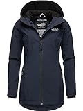 MARIKOO Damen Übergangsjacke leichte Jacke mit Kapuze Honigbeere Navy Gr. M