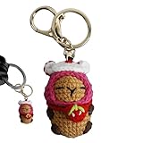 Schlüsselanhänger mit Cartoon-Tier – kleiner Capybara-Schlüsselanhänger | Capybara-Schlüsselanhänger, Cartoon-Capybara-Anhänger, Kleiderdraht, kleiner gehäkelter Schlüsselanhänger für Männer, A., Se