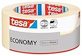 tesa Malerband ECONOMY - Vielseitiges Klebeband für Malerarbeiten ohne Lösungsmittel - Bis zu 4 Tage nach Gebrauch rückstandslos entfernbar, 50 m x 50 mm