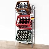 Floordirekt Getränkekistenregal für 3 oder 6 Kästen - Flaschenkastenregal Flaschenkastenständer - Regal für Getränkekästen mit Wandbefestigung (49,5 x 32,5 x 115,5 cm | Für 3 Kästen)