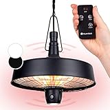 Blumfeldt Heizstrahler für die Terrasse, Infrarot Heizstrahler Elektrisch, IP24 Infrarot-Heizstrahler für den Wintergarten & Aussenbereich, 3 Temperatur Terrassenheizstrahler mit Fernbedienung & LED