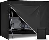 Aipwerer Hollywoodschaukel Abdeckung 3 Sitzer, Schutzhülle HollywoodSchaukel Wasserdicht, 600D Abdeckplane Gartenschaukel Winterfest Reißfest Bezug für Gartenschaukel (Schwarz, 250x150x160cm)