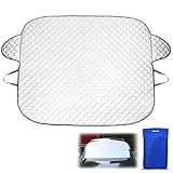 QWORK® Auto Frontscheibenabdeckung Ganzjahres 145 x 118 cm - Windschutzscheibenabdeckung für Autos und SUVs, Schützt vor Sonne, Frost, Schnee, EIS und Staub