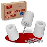 LouMaxx Türstopper Boden Schrauben aus Gummi - Bodentürstopper Ø 40 mm x 50 mm - Türstopper zum Schrauben – Türstopper Gummi - Zuverlässiger Schutz gegen anschlagende Türen - 3er Set in Weiß