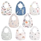 Vicloon Baby Lätzchen,8 Stück Weiche Absorbierende und wasserdicht Halstücher Sabberlätzchen Spucktücher Baby mit Druckknopf für Baby Jungen und Mädchen Kleinkinder