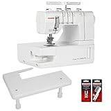 JANOME Cover Pro 2000CPX inkl. Anschiebetisch und 2 Nähfüße