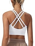 Leversic Sport BH Push up Cross Back Design Bustier Damen mit Gepolstert Ohne Bügel Damen-BHS mittelstarkem für Fitness Lauf Joggen, 315-Weiß, M