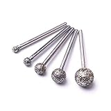 ATOPLEE Diamant beschichtete Frässtifte Set Passend für Präzisionswerkzeuge, Diamant-Burr-Set für Schmuck, Glas, Stein, Keramik, Edelsteine ??Lapidarium (Large grober Sand Ball, 5 Stück)