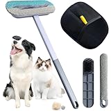 2025 Neu Tierhaarentferner Multifunktion Langen Griff, 3 In 1 Pet Hair Remover, Fusselrolle Tierhaare mit 2 Kleiner Bürste Katzenhaarentferner Aufnahme von Tierhaaren für Kleidung Sofa Bett (Set)