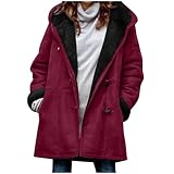 EMATOP angebote des tages heute deal Winter Plüschjacke für Damen Lang Gefüttert Hoodies Winterjacke Lässig Warm Fleecejacke Baumwolle Elegant Wintermantel mit Kapuze Parka Jacke Flauschjacke