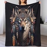 DAFUfbw Oeko Tex Grau Wolf Fleecedecken 70x80inch(180x200cm), 340g/m2. Ideal Als Wohndecke, Kuscheldecke, Sofaüberwurf Oder Picknickdecke Beidseitig Nutzbare Fleecedecke (Sherpa & Flausch)