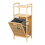 Floordirekt Wäschekorb aus Bambus, Wäschesammler mit 2 Fächern, Wäschekorb für Schmutzwäsche, Wäschesortierer Holz mit große Wäschebox (Arizona)