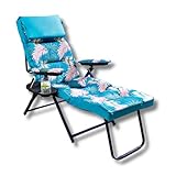 3 PAGEN® Liegestuhl im Karibikstil, Gartenliege mit 10 cm dicker Polsterauflage, stabile & verstellbare Sonnenliege, Relaxliege mit 10 verschiedenen Liegepositionen inkl. Nackenkissen & Getränkehalter