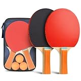 Flintronic Tischtennis Set, Tischtennisschläger, 2 Tischtennisschläger + 3 Tischtennisbälle, Ping Pong Set,Tischtennisschläger Set mit Tragetasche für Anfänger und Fortgeschrittene,Familien und Profis