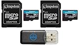 Kingston MicroSDXC-Speicherkarten für Drohnen, 64 GB, V30, A2, funktioniert mit DJI Mini 3 Pro, Avata, DJI RC, RC-Pro, FPV-Brille V2, Bündel mit (1) Everything But Stromboli Micro-SD-Lesegerät