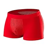 ALEPXS Hochwertige magnetische Turmalin-Unterwäsche for Männer mit Bio-Magneten Vergrößerung Unterhose-Boxer(Color:Red,Size:XL-XLarge)