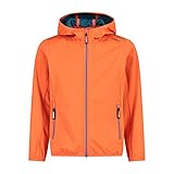 CMP Unisex Kinder Leichte Softshelljacke für Kinder mit Fester Kapuze Jacke Kokon-Mantel, Campari, 128
