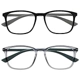 OPULIZE Max Lesebrille 2er Pack - Klassische große rechteckige Fassung - Brillen in mattem Schwarz und Grau - Herren Damen Unisex - RR78-17 - +1,50
