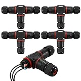 4 Stück Kabelverbinder Wasserdicht 3 Polig，Kabelverbinder Wasserdicht IP68，3 Polig Erdkabel Verbinder für Ø5-12 mm Kabeldurchmesser，Verbindungsbox Abzweigdose Für Garten, Außenbereich, Boden, Dach