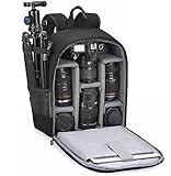 Cwatcun Kamerarucksack Wasserbeständig Fotorucksack Professioneller Kameratasche für spiegellose DSLR/SLR, kompatibel für Sony Canon Nikon Kamera und Objektivstativ Zubehör (2.0 klein, Schwarz)