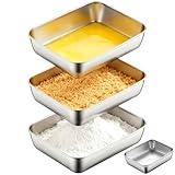 IIRC Panierschalen Set 3-Teilig, Edelstahl Schale 25,5 x 20 x 5 cm, Panierset für Gebratenes, Fisch, Fleisch, Gemüse