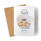 Kiddle-Design Karte Taufe Personalisiert Arche Noah Junge Mädchen Taufgeschenk Taufkarte Patenkind Glückwünsche zur Taufe Glückwunschkarte