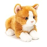 Teddy Hermann 91832 Katze liegend rot 20 cm, Kuscheltier, Plüschtier mit recycelter Füllung