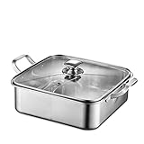 HCHGJKN Suppentöpfe Kommerzieller 304 Edelstahl Hot Pot Home Food Grade Square Große Kapazität Mandarinente Hot Pot Gitter Suppentopf(28cm)