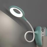 QJUZO Klemmlampe Bett, LED Leselampe Bett Touch Dimmbar 3 Farben Bettlampe Klemmleuchte Augenschutz Schwanenhals Leselampe Kinder USB Aufladbare für Studieren Arbeiten, Blau