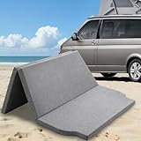 Klappmatratze Für VW T4/T5/T6 California Doppelte Rücksitze (ohne Küche), T5 Matratze 148 x 198x 6 cm, Faltbare Matratze VW T6 mit Hochfester Schaumstoff Stützkraft, vw t5 Zubehör/VW T4/VW t6 Zubehör