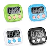 Kasanni 4 StüCk KüChentimer Digital Eieruhr Digital Stoppuhr Kinder, Magnetisch Kurzzeitwecker Stoppuhr Digital, Mit Klappbarem StäNder Und Display, Geeignet Zum Kochen, Backen, Sport, Lernen