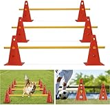 Shengruili 3 Set Sports Steckhürdenset,Fussball Trainingszubehör,Agility Set Hunde,Hürden Set Verstellbar,Agility Zubehör für das Training,Agility-Ausrüstungs-Set für Hunde für Haustiere(Rot-32cm)