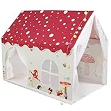 eSynic Kinderzelt faltbares Spielzelt mit LED-Lichtkette Bodenmatte Metallständer 160×105×128cm Spielhaus für 4-6 Kinder für Wohnzimmer Schlafzimmer