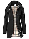 SaphiRose PONCHO Damen Regenjacke Windbreaker Wasserdicht Kapuze Übergangsjacke mit Atmungsaktiv Futter für Frühling Sommer und Herbst Schwarz M