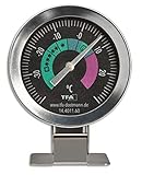 TFA Dostmann Kühlschrankthermometer analog 14.4011.60 aus Edelstahl auch geeignet für Gefriertruhe Kühlhäuser bis -40Degree C Silber